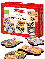 Настольная игра "МЕМО Совы" 24 деревянные фишки