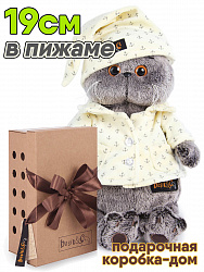 Кот Басик 19см в пижаме, короб-дом