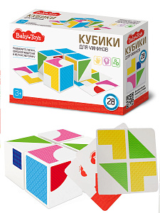 Кубики для умников Baby Toys 4шт с карточками