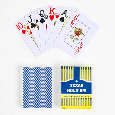 Карты игральные пластиковые Texas HoldEM, 54 шт, синяя рубашка