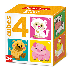 Кубики пластмассовые Домашние животные 4 шт Baby Toys